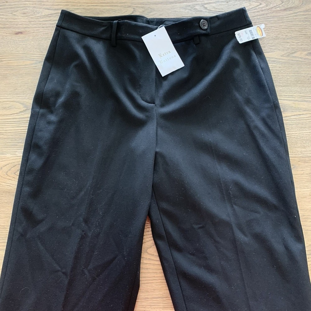 Talbots Petites Black Dress Pants 12P NWT Straight Career Stretch Slacks